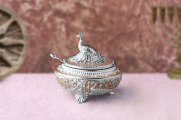 Enamel Peacock Sugar Pot