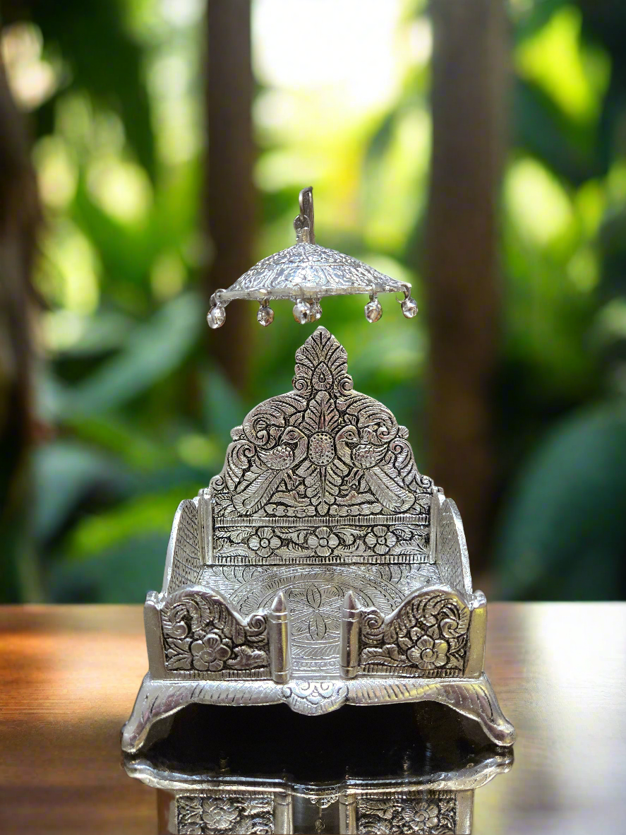 Silver Krishna Singhasan